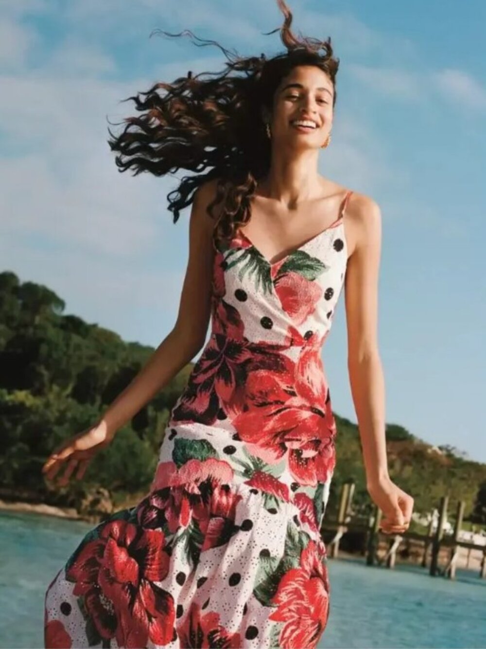 Farm Rio x Anthropologie Riviera eyelet embroidered floral maxi dress
